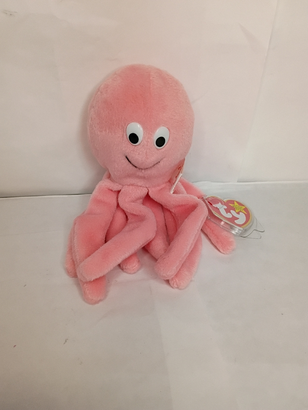 Ty Pink Plush Octopus Toy with Embroidered Face